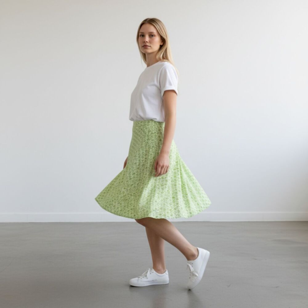 Pendleton Lime Green and White Lined A-Line Skirt - 10P